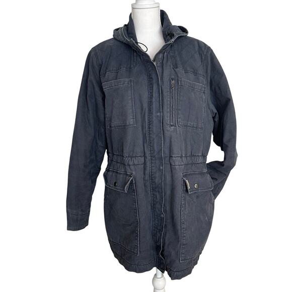 Carhartt women's hooded sherpa lined distressed  coat gray/blue size XL (16-18) - Picture 1 of 16